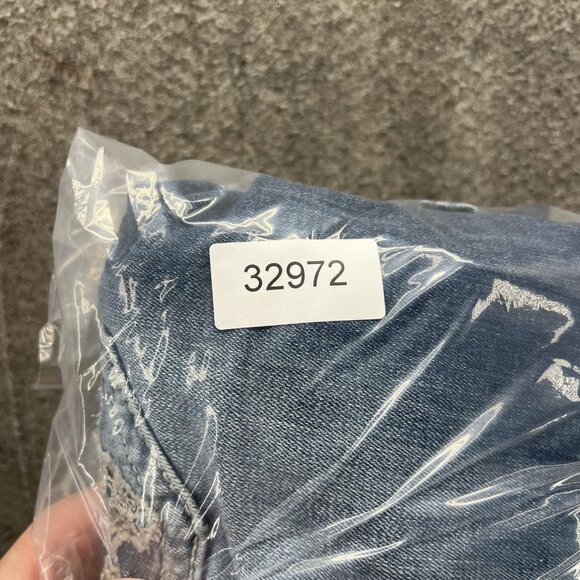 Miss Me Jeans Womens 28 Blue Easy Capri Distressed Embroidered Lace Denim Pants - Picture 12 of 12